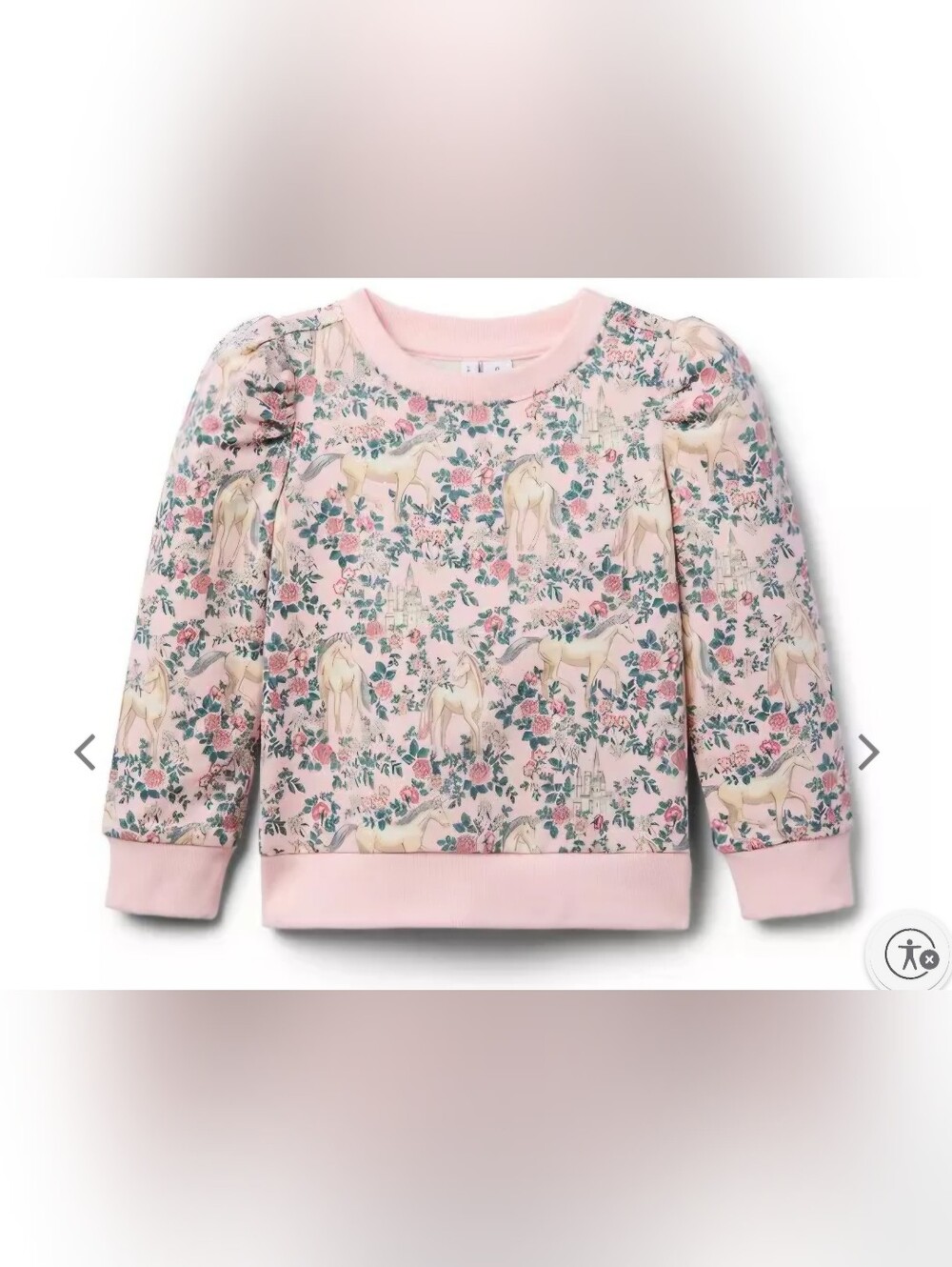 Girl Pale Rose Unicorn Floral Unicorn Sweatshirt Size 8